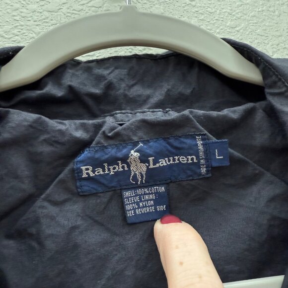 VTG Ralph Lauren Cotton Double Breasted Belted Trench Coat Mens size Large - Picture 2 of 10